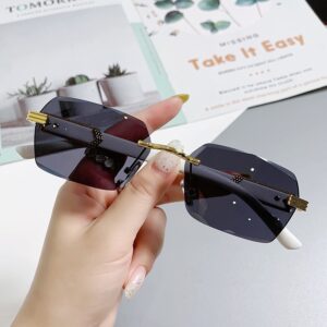 แว่นตากันแดด ไร้ขอบ กรอบขนาดเล็ก แฟชั่นสําหรับผู้หญิง ผู้ชาย