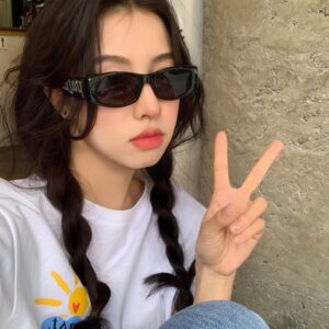 แว่นตาแฟชั่น แว่นpalm พร้อมส่ง สไตล์ฮิปฮอป สีดำ