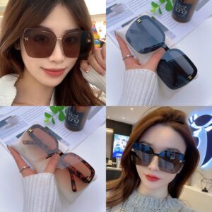 แว่นตากันแดด ทรงสี่เหลี่ยม พิมพ์ลายตัวอักษร H หลากสี แฟชั่นเรโทร สําหรับผู้หญิง คละแบบ 4/ชิ้น