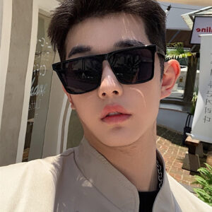 แว่นกันแดดทรงสี่เหลี่ยมสีดำสำหรับผู้ชาย แว่นกันแดด แว่นตาขับรถ แว่นกันแดดแฟชั่น แว่นตากันแดดสีดำ UV400