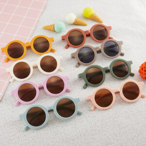 แว่นตากันแดด UV400 ทรงกลม ขนาดเล็ก แฟชั่นสําหรับเด็ก 10/ชิ้น คละสี